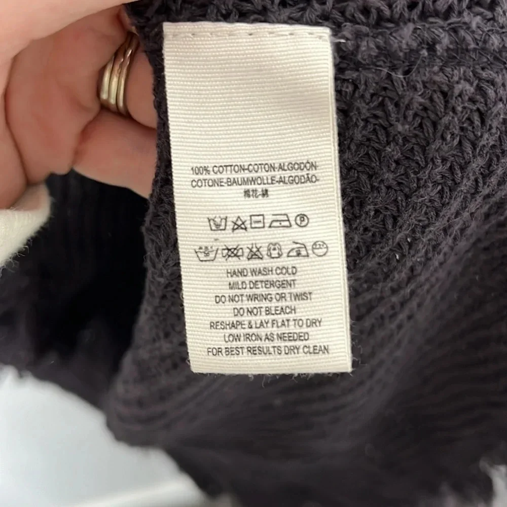 Free People Moonshine Cold Shoulder Knit Charcoal Grey Sweater - Picture 6 of 8